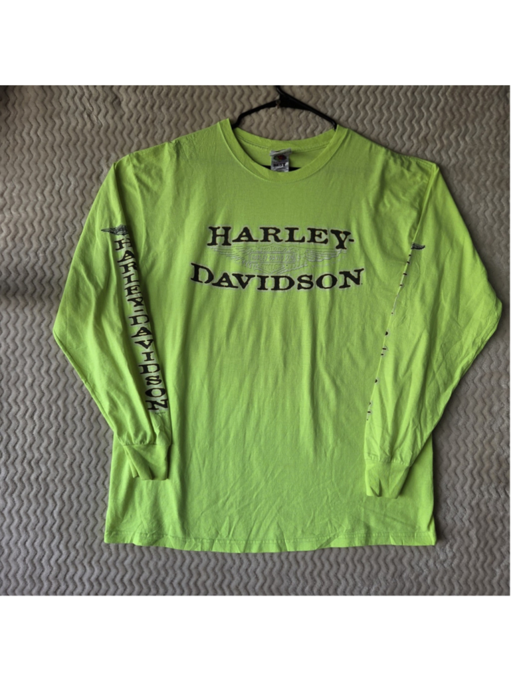 Harley Davidson Long Sleeve Spell Out Motorcycle Biker T Shirt Size L Vintage